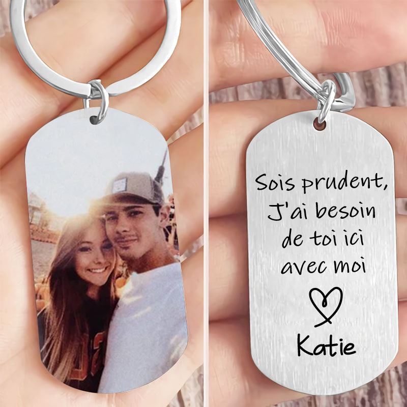 Porte-Clés Photo et Prénom Personnalisés