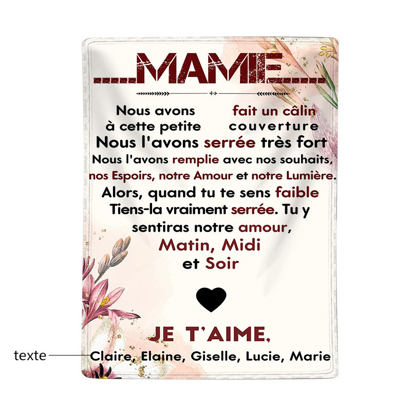 À ma Mamie - Couverture Plaids Polaire 1 Texte Personnalisé