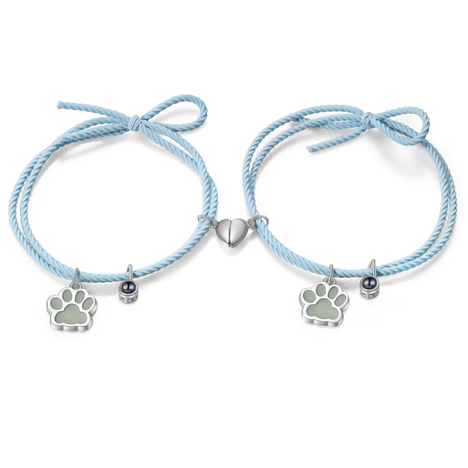 2PCS Bracelets Projection de Pierres Photo Personnalisée pour Couple Bracelet Magnétique Fluorescent