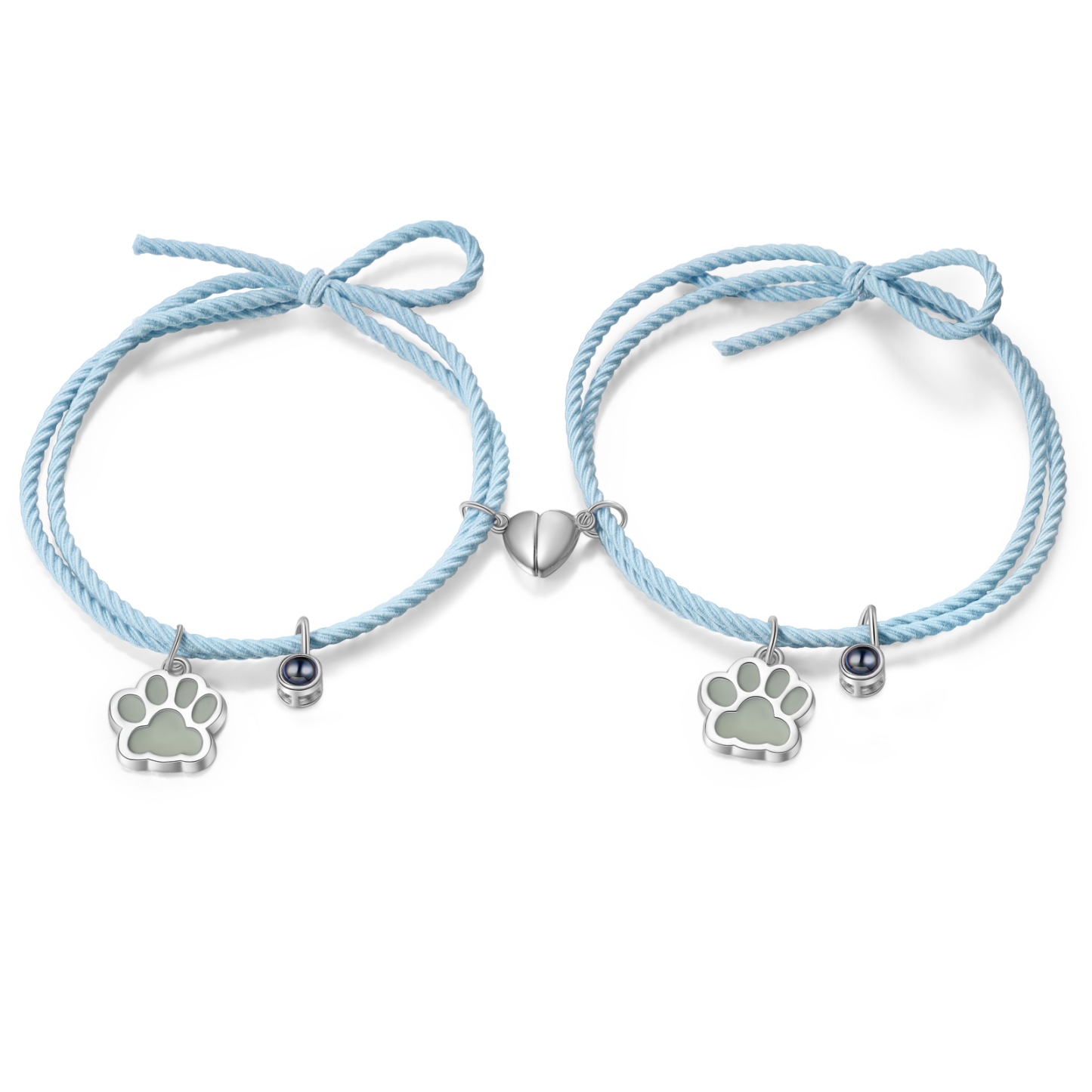 2PCS Bracelets Projection de Pierres Photo Personnalisée pour Couple Bracelet Magnétique Fluorescent