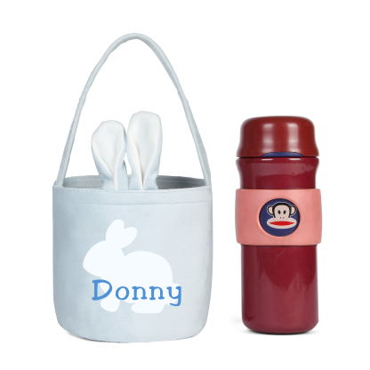 Sac de Pâques Lapin 1 Prénom Personnalisés Tote Bag Enfant