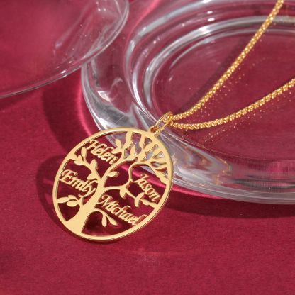 Collier Argent Arbre de vie Arbre généalogique 4 prenoms