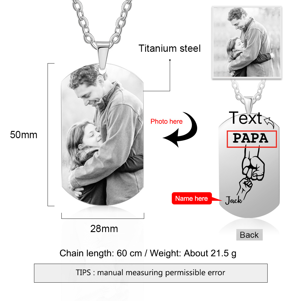 À mon Papa - Collier 1 Prénom Personnalisé avec Photo | Jessemade