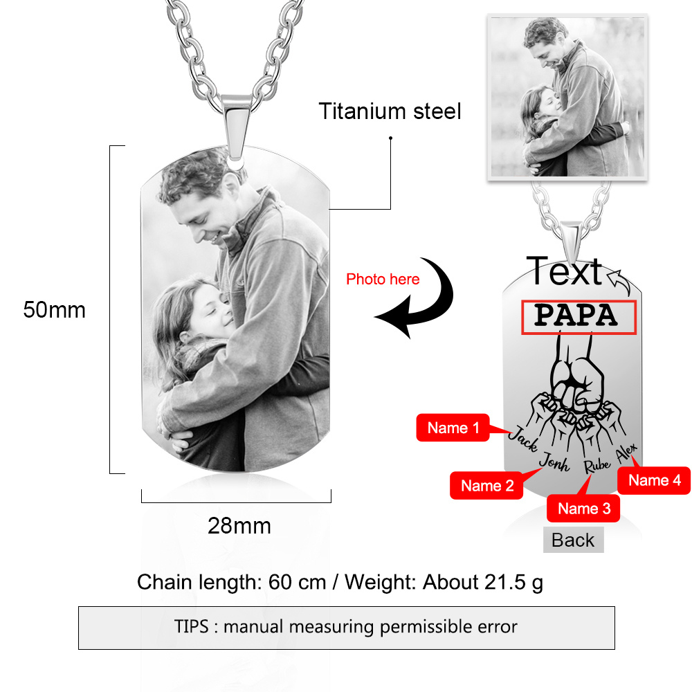À mon Papa - Collier 4 Prénoms Personnalisés avec Photo | Jessemade