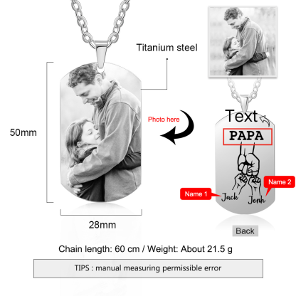 À mon Papa - Collier Personnalisé avec 2 Prénoms et 1 Photo｜Jessemade