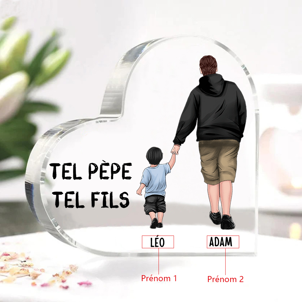 Plaque Acrylique 2 Prénoms Personnalisés pour Papa et Fils | Cadeau Fête des Pères | Jessemade