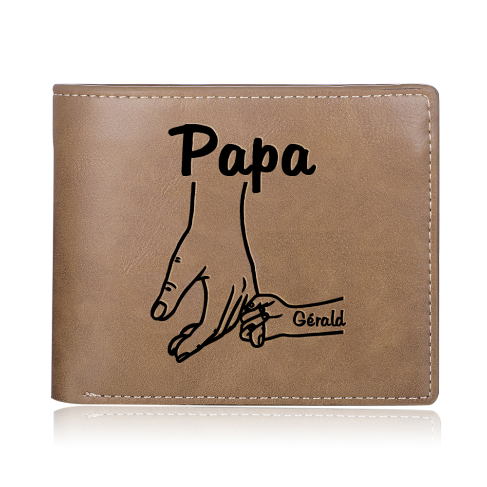 Jessemade FR À mon Papa-Portefeuille La Main Dans La Main 1 Prénom Personnalisé Classique Homme Porte-Monnaie Carte
