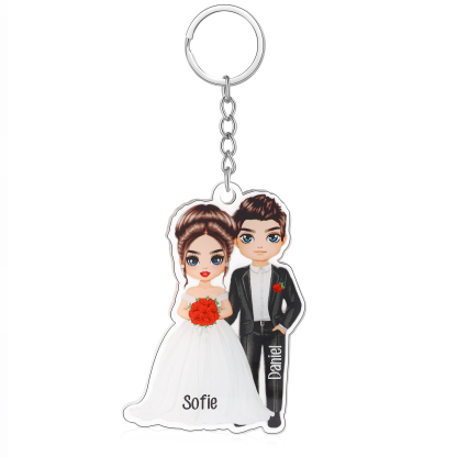 Porte-Clés Couple avec 2 Prénoms Personnalisés-Jessemade FR