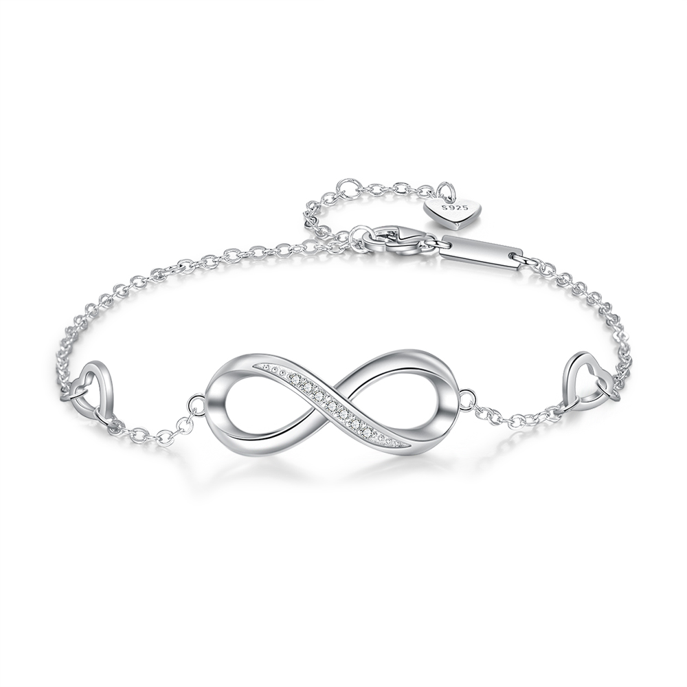 Bracelet infini à Breloque coeurs 2 Prénom Bracelet Personnalisé Femme｜Jessemade