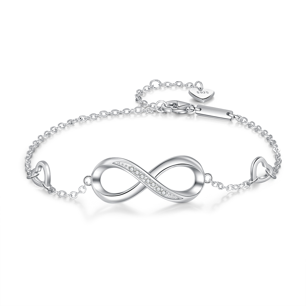 Bracelet infini à Breloque coeurs 2 Prénom Bracelet Personnalisé Femme|Jessemade