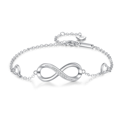 Bracelet infini à Breloque coeurs 2 Prénom Bracelet Personnalisé Femme｜Jessemade