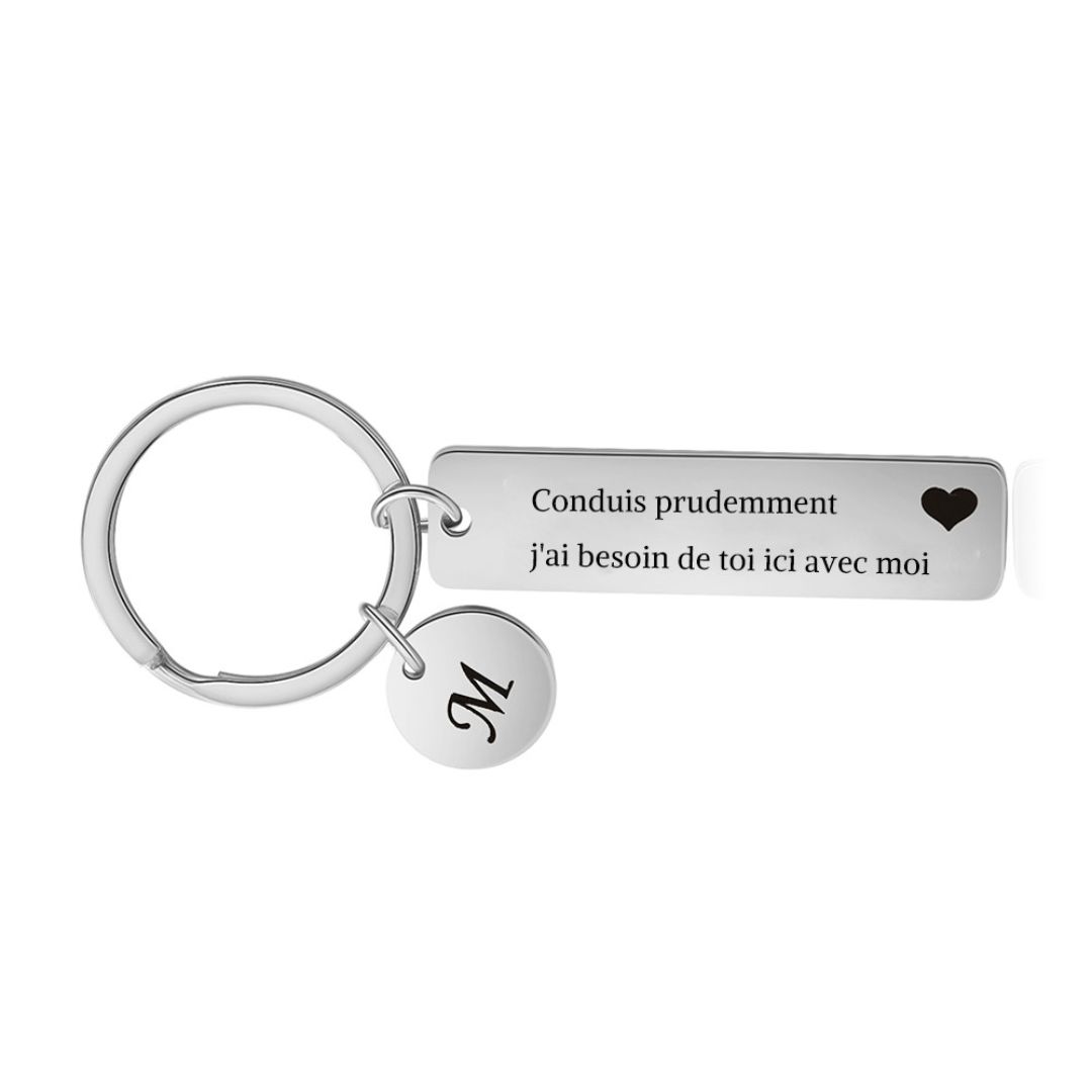 Jessemade FR Conduis prudemment - Porte-clés 1 Lettre Personnalisé Breloque