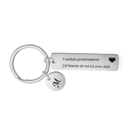 Jessemade FR Conduis prudemment - Porte-clés 1 Lettre Personnalisé Breloque