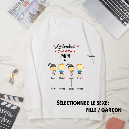 Sweat-Shirt 4 Enfants 4 Prénoms Personnalisés avec Texte