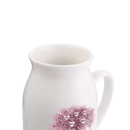 Vase à Fleurs Arbre 5 Prénoms Personnalisés avec 2 Textes Décoration de la Maison