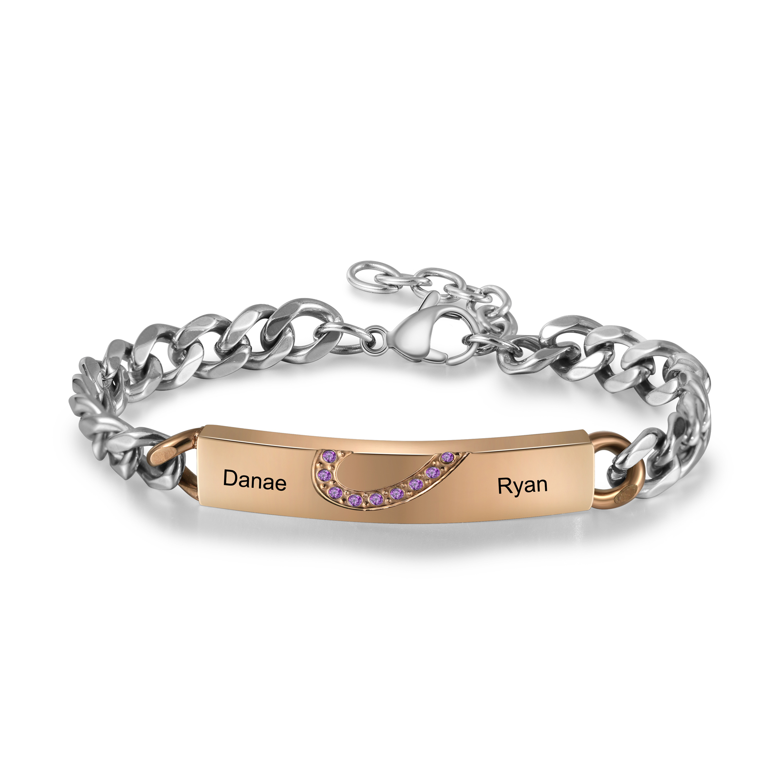 Bracelet couple 2PCS avec 2 Prénoms Personnalisé Gourmette bracelet en commun | Jessemade