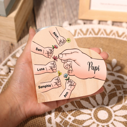 À Ma Maman/Mamie - Bougeoir en Bois Mains et Enfants 6 Prénoms Personnalisés pour Famille sans bougie