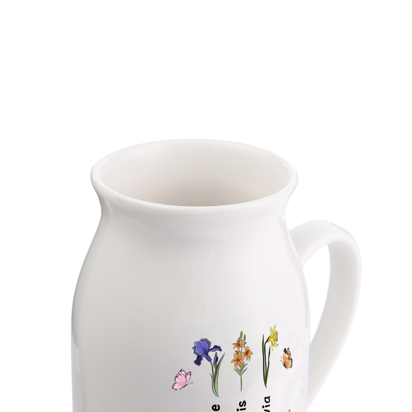 Vase à Fleurs Papillon 3 Prénoms et Fleurs de Naissance Personnalisés avec 2 Textes Décoration de la Maison