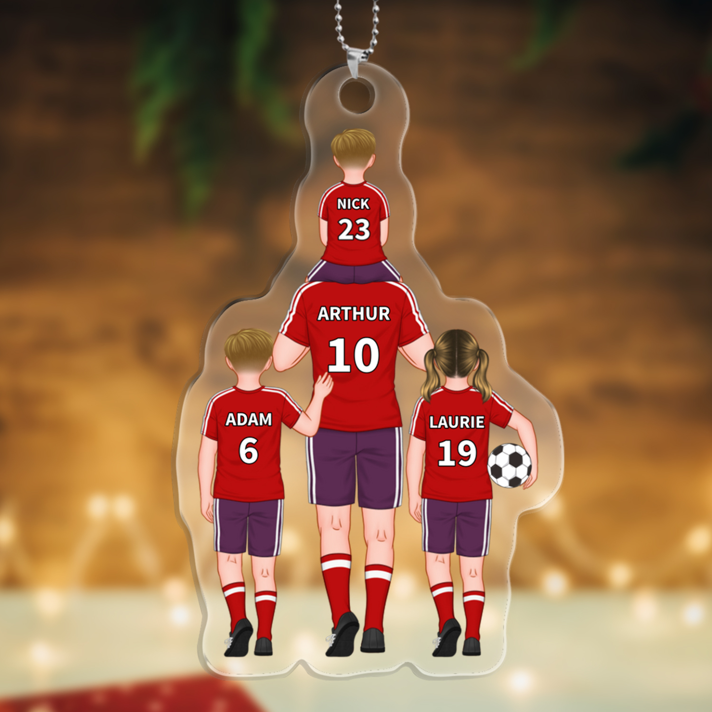 À mon Papa - Porte-Clés de Football avec 2-4 Prénoms Personnalisés en Acrylique | Jessemade