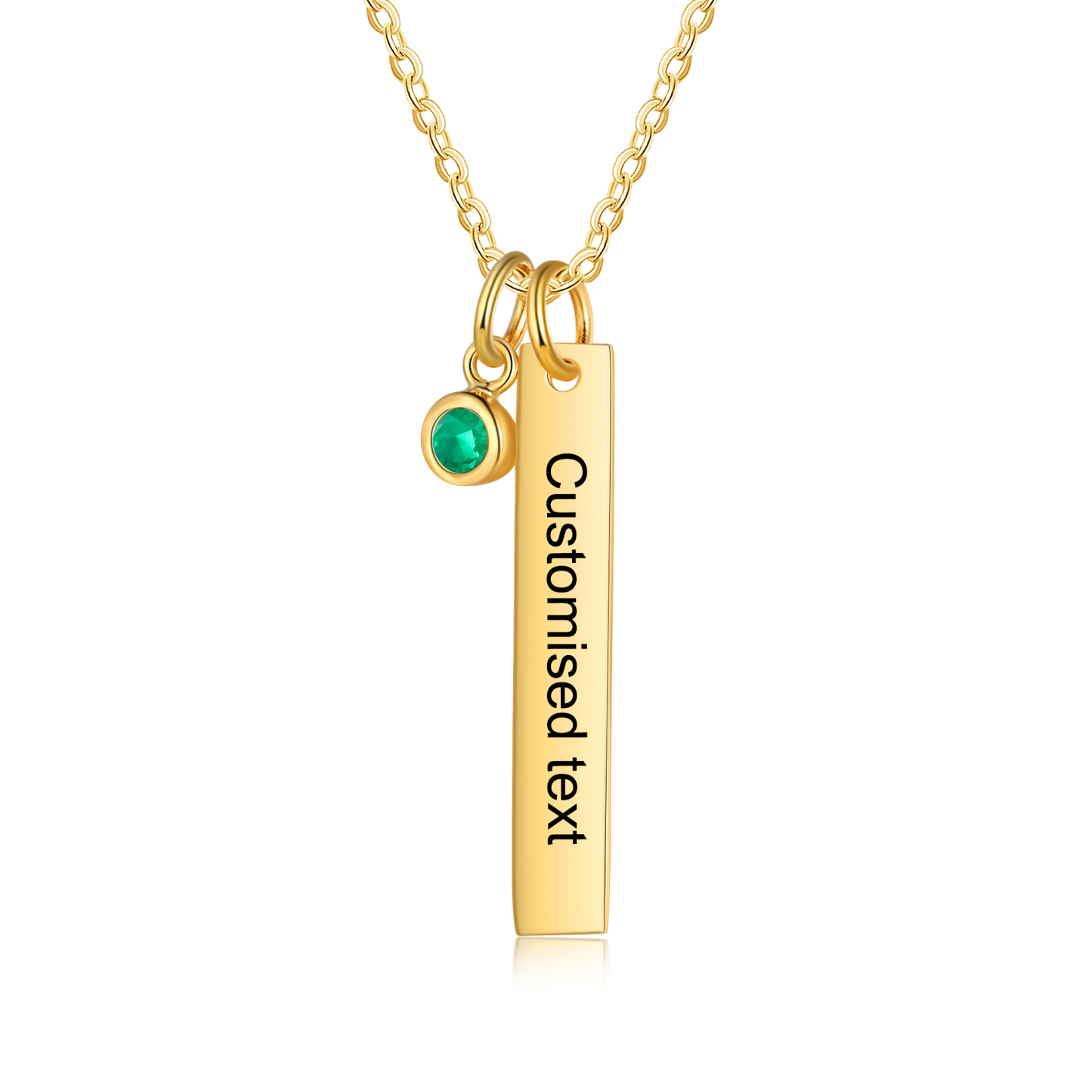 Collier Barre 1 Texte Personnalisé avec 1 Pierre de naissance Collier Femmes