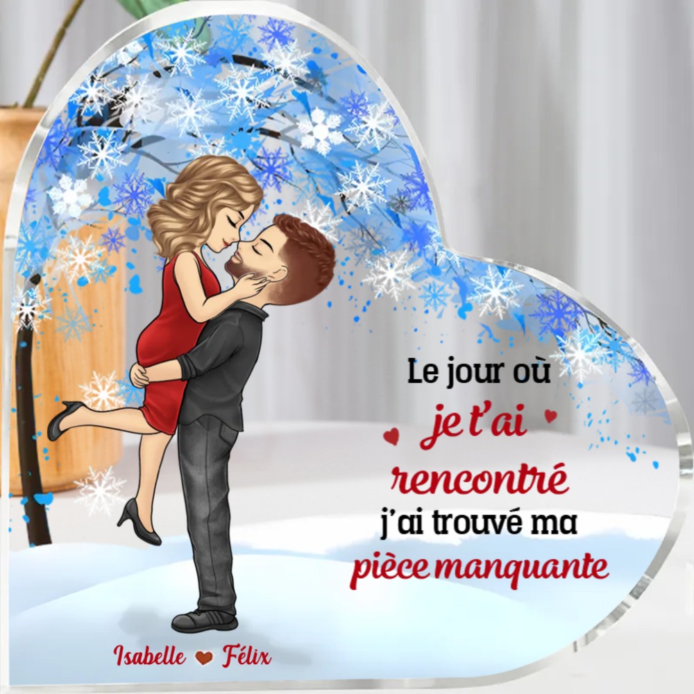 Plaque Acrylique Cœur Couple Romantique 2 Prénoms Personnalisés Cadeua pour couple Saint-Valentin | Jessemade