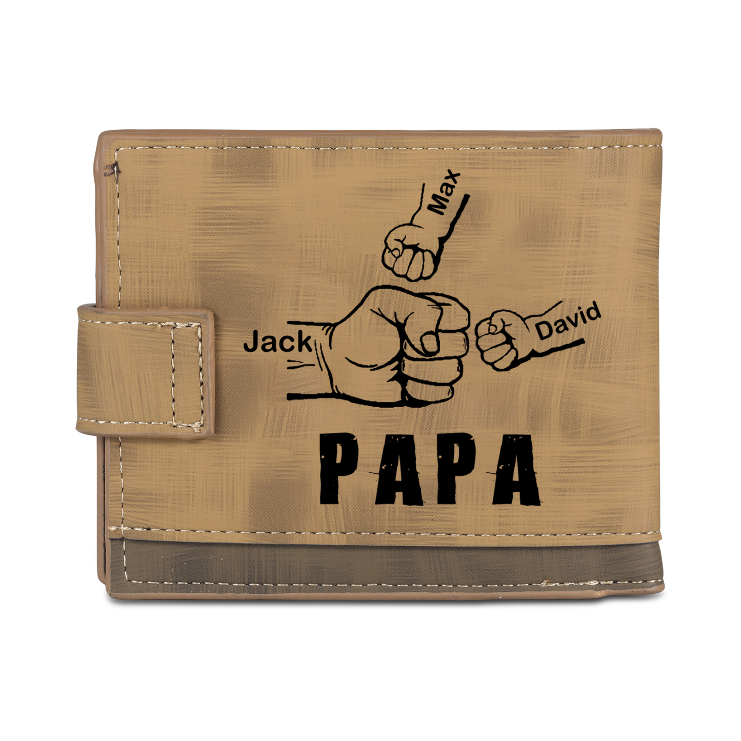 À mon Papa-Portefeuille Poings 3 Prénoms et 1 Photo Personnalisés Classique Homme Porte-Monnaie Carte