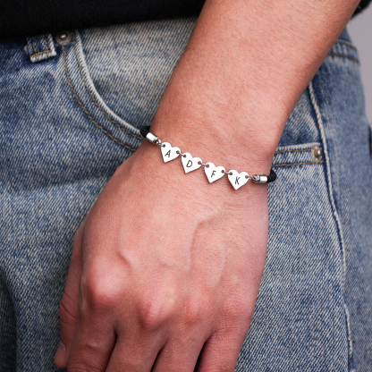 Bracelet Initiale Cœur 1-4 Lettres Personnalisés｜Jessemade