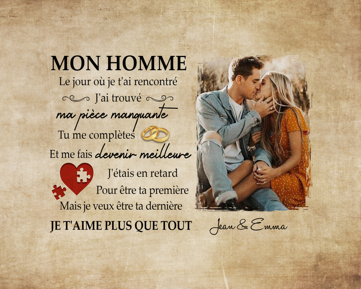 Cadre en bois LED de Saint-Valentin 2 Prénoms personnalisé avec photo | Jessemade