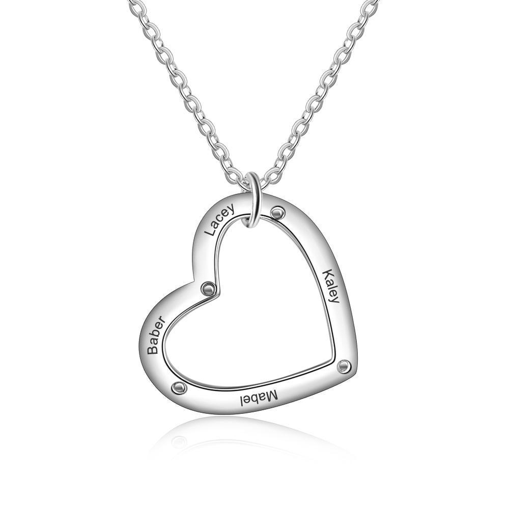 Collier Coeur gravé 4 prénoms avec diamant de naissance pour maman ou grand-mère | Cadeau familial unique | Jessemade
