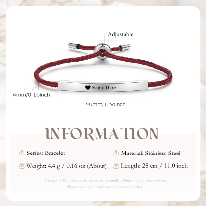 Bracelet 1 Prénom et Date Personnalisés pour Couple