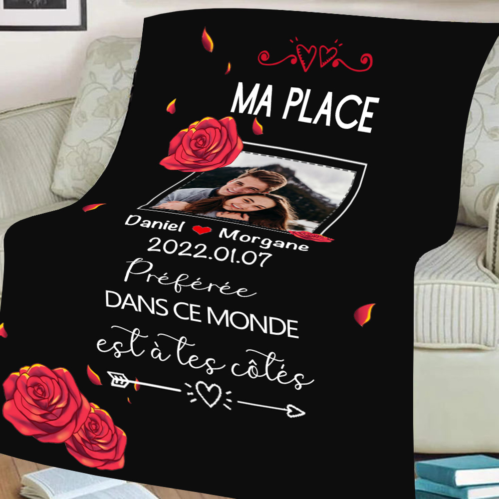 Couverture Plaids Polaire Prénom et Photo Personnalisés avec Texte | Jessemade