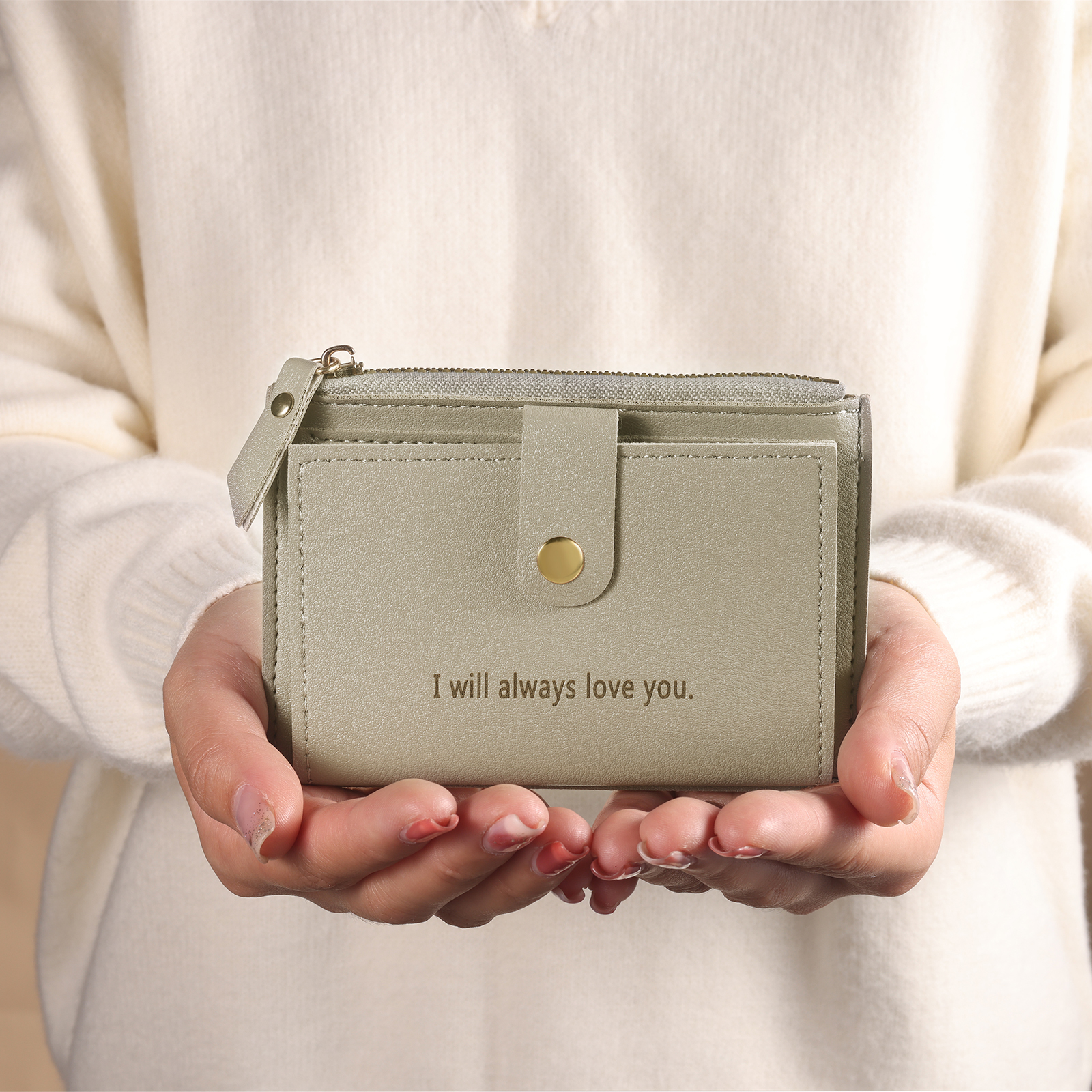 Portefeuille Femme Prénom et Texte Personnalisés avec Fleurs de naissance Porte-Monnaie Carte