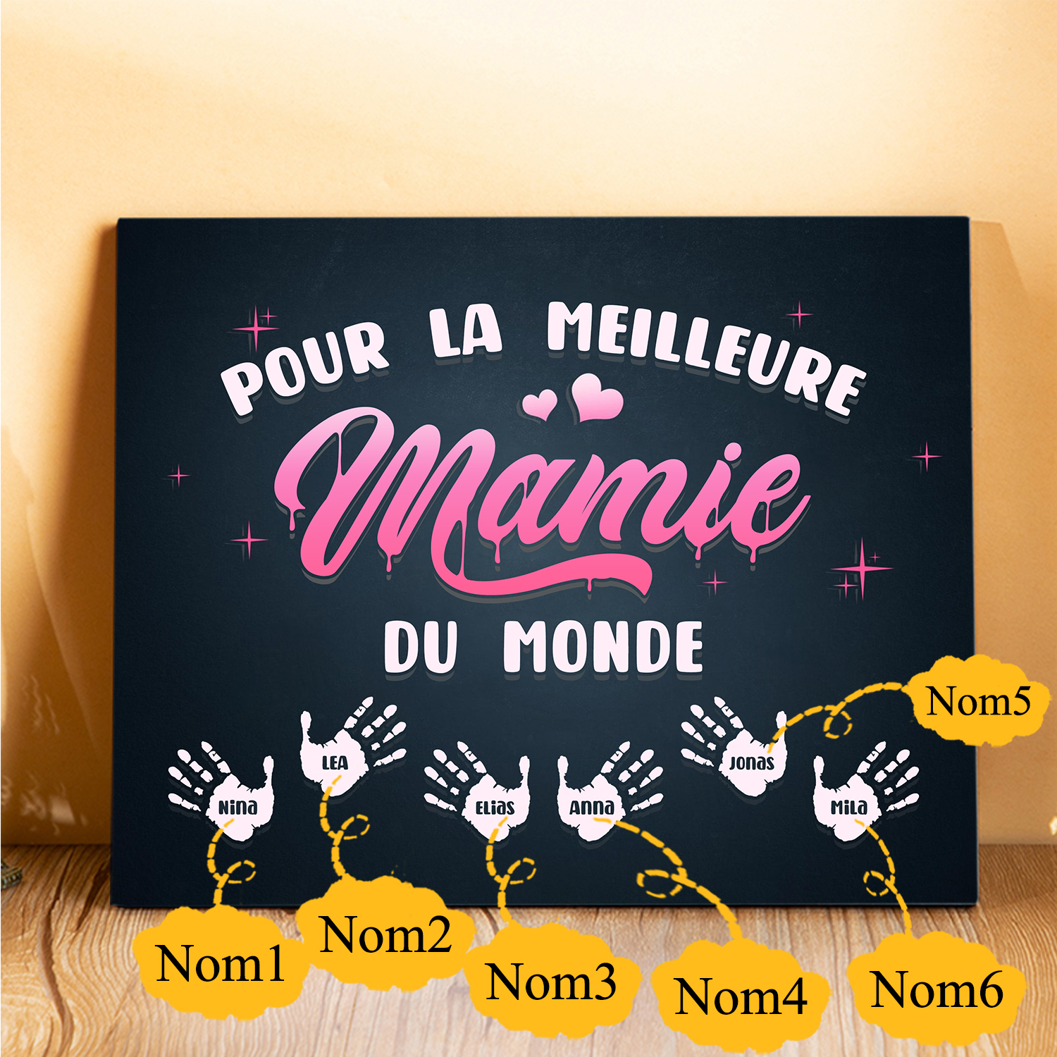 À ma Mamie - Cadre en Bois Arbre 1-6 Prénoms Personnalisés