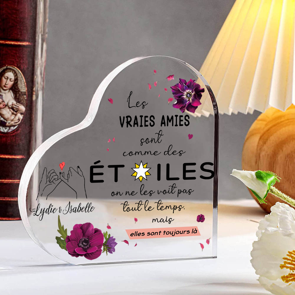 Jessemade FR À Ma Meilleure Amie-Plaque Acrylique en Forme de Coeur Texte Personnalisé