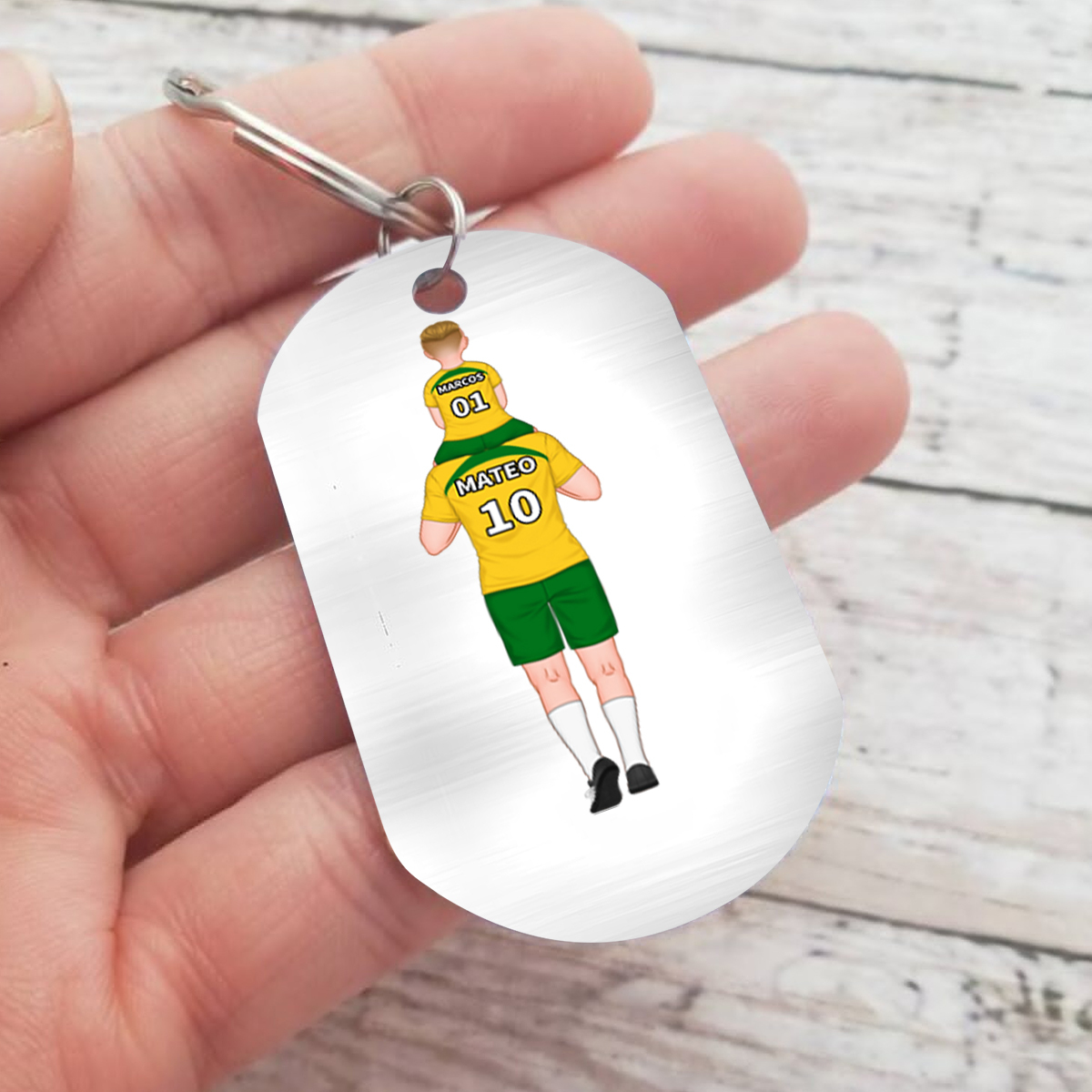 À mon Papa - Porte-Clés Famille du Football 2-4 Prénoms Personnalisés pour Famille