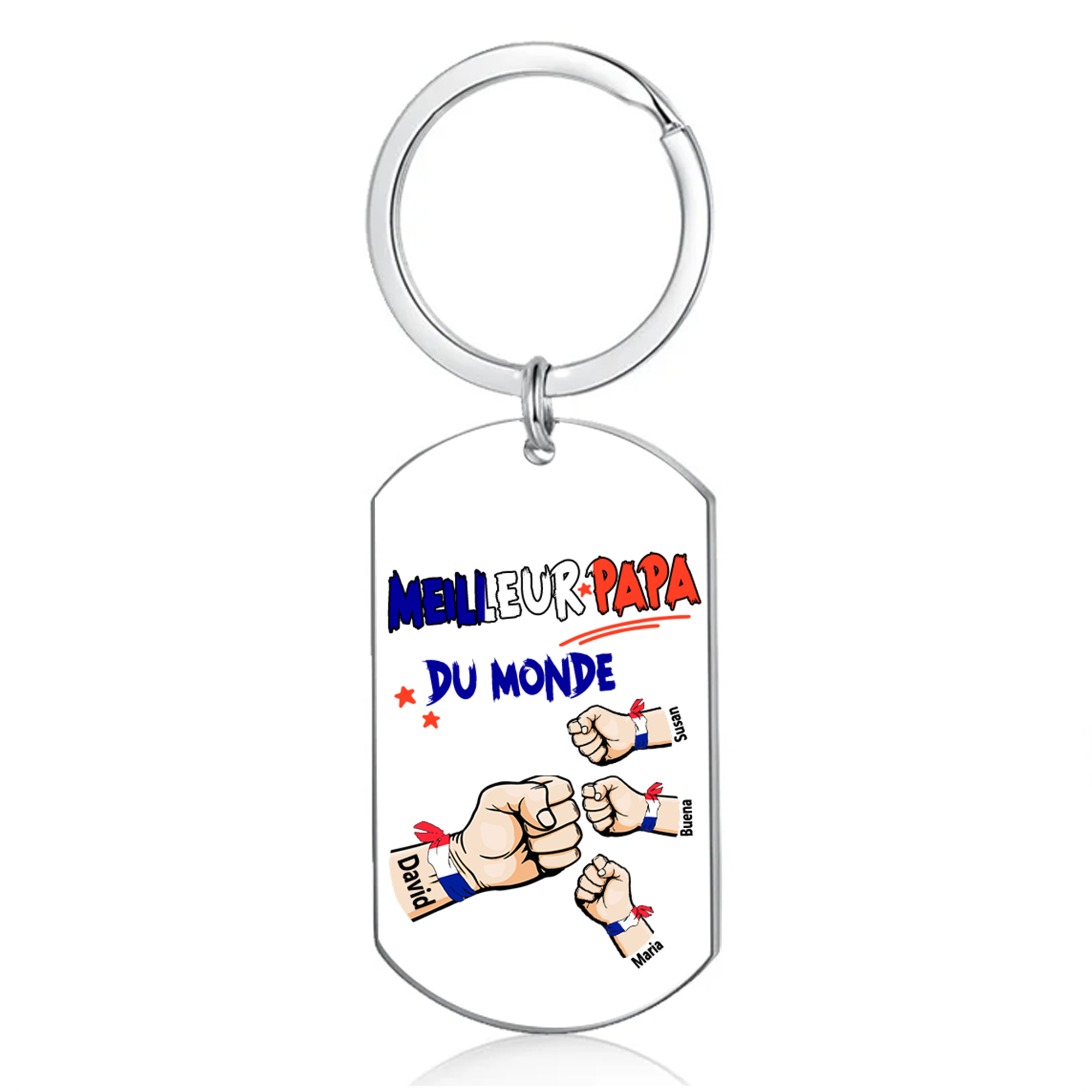 À mon Papa - Porte-Clés Poings 4 Prénoms Personnalisés