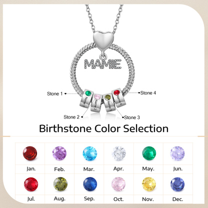 À ma Mamie - Collier personnalisé avec 4 Prénoms et Pierre de naissance  Collier pendentif Or/Argent｜Jessemade