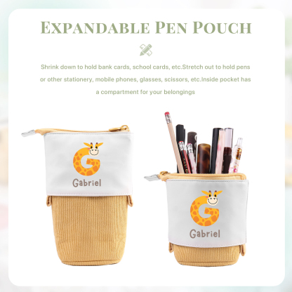 Trousse scolaire Étui à Crayons Animal Prénom et Lettre Personnalisés Pochette à Crayons Sac à Crayons