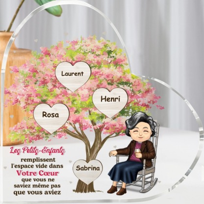 Plaque Acrylique en forme de Cœur Arbre de Vie Personnalisé avec Prénoms pour Mamie | Jessemade
