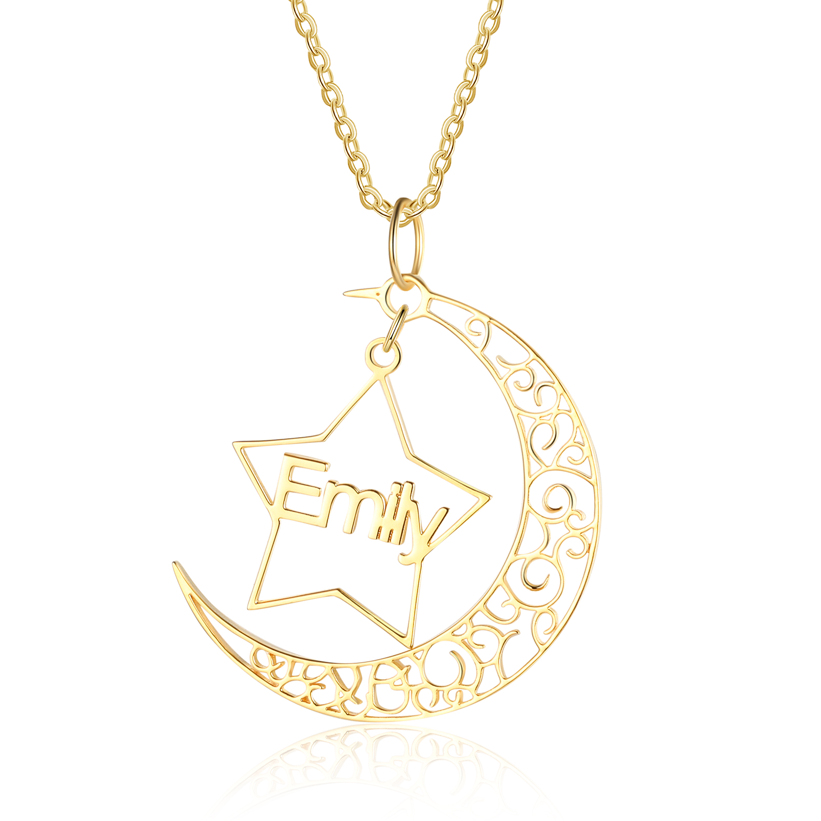 Collier étoile prénom personnalisé avec lune
