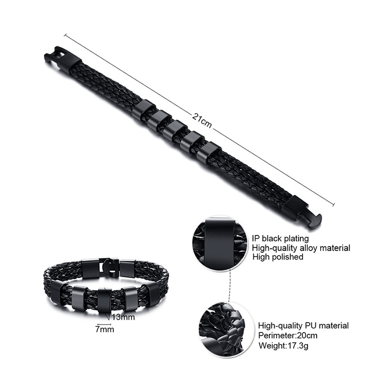 Bracelet Cuir tressé 5 Perles Prénom Personnalisé Bracelet Homme