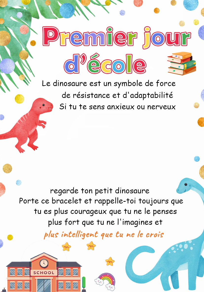 2PCS Ensemble de Bracelets Dinosaure et Cœur  - Cadeau Rentrée Scolaire