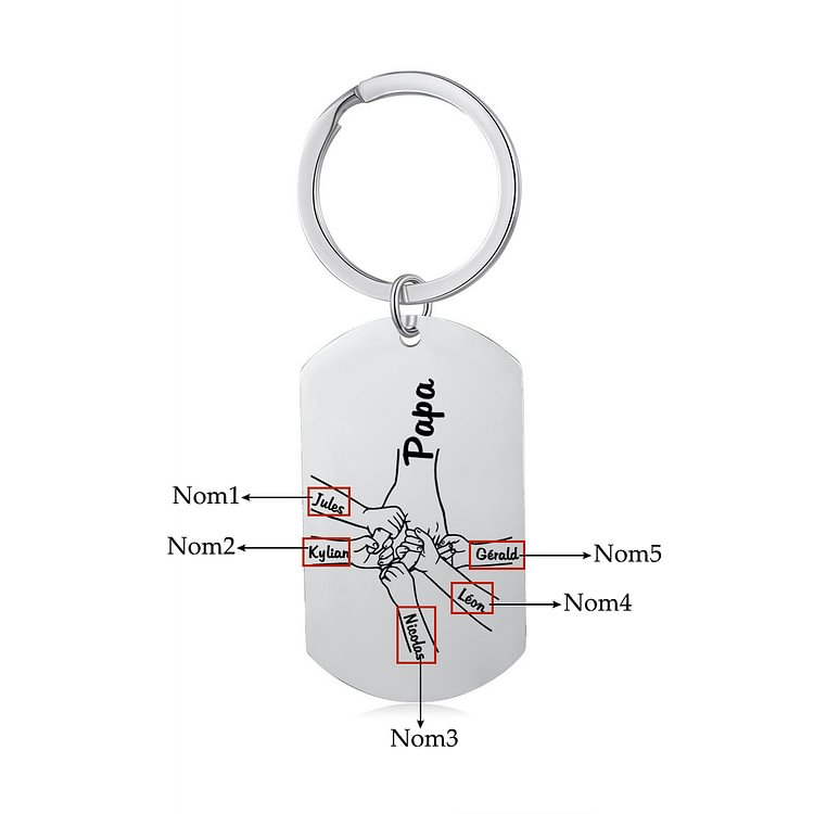 À mon Papa - 1-5 Noms Porte-Clés la main dans la main Personnalisés