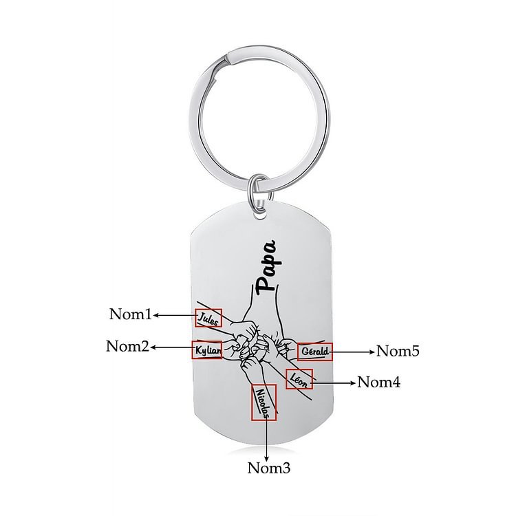 À mon Papa - 1-5 Noms Porte-Clés la main dans la main Personnalisés