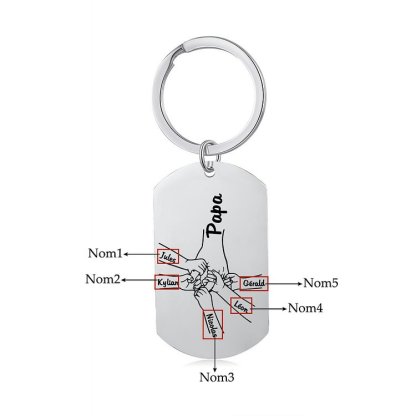 À mon Papa - 1-5 Noms Porte-Clés la main dans la main Personnalisés