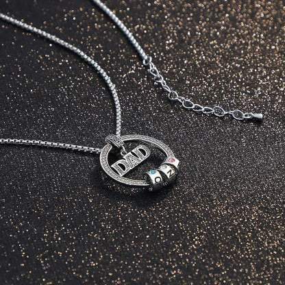 Collier à Breloques 4 Prénom Personnalisé avec 4 Perle pour Papa Collier Homme