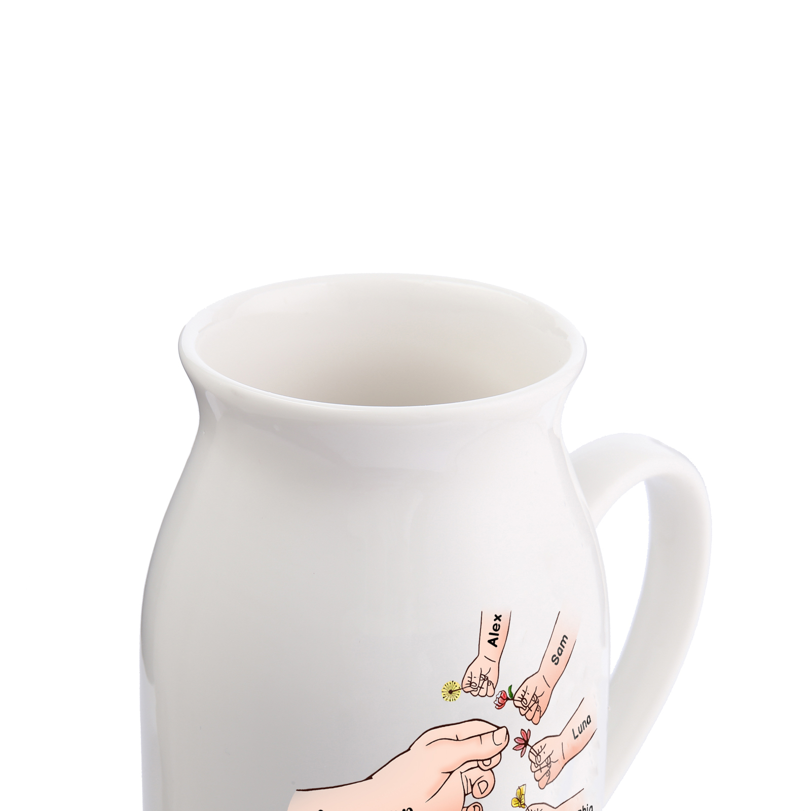 Vase à Fleurs Mains et Enfants 7 Prénoms Personnalisés Décoration de la Maison
