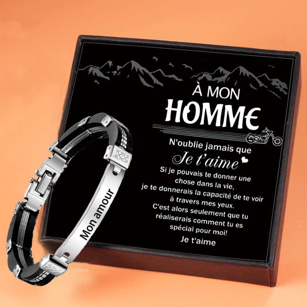Jessemade FR Bracelets Pour Hommes Bracelets De Gravure Gratuits Personnalisés Bracelet Homme
