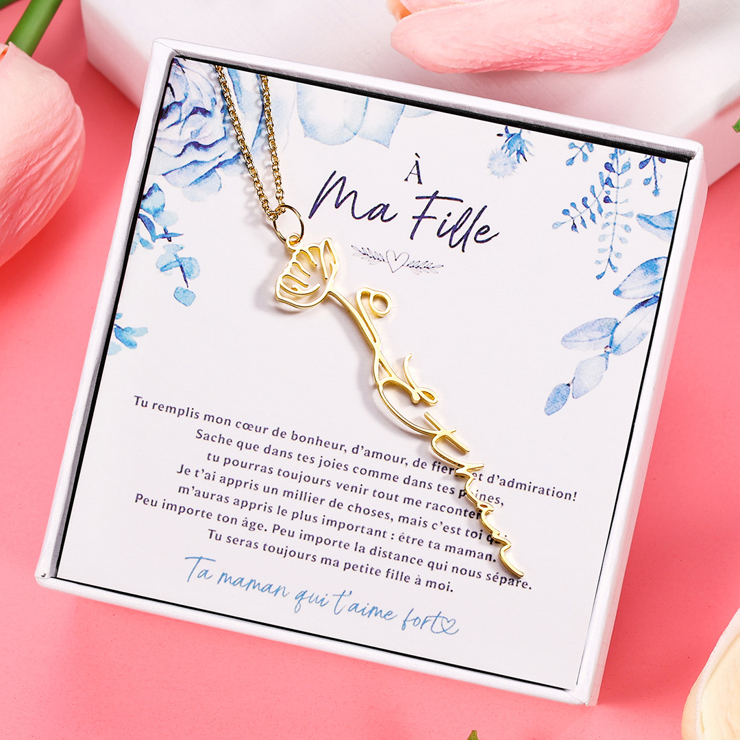 Jessemade FR A ma fille-Collier prénom personnalisé 12 fleurs de naissance