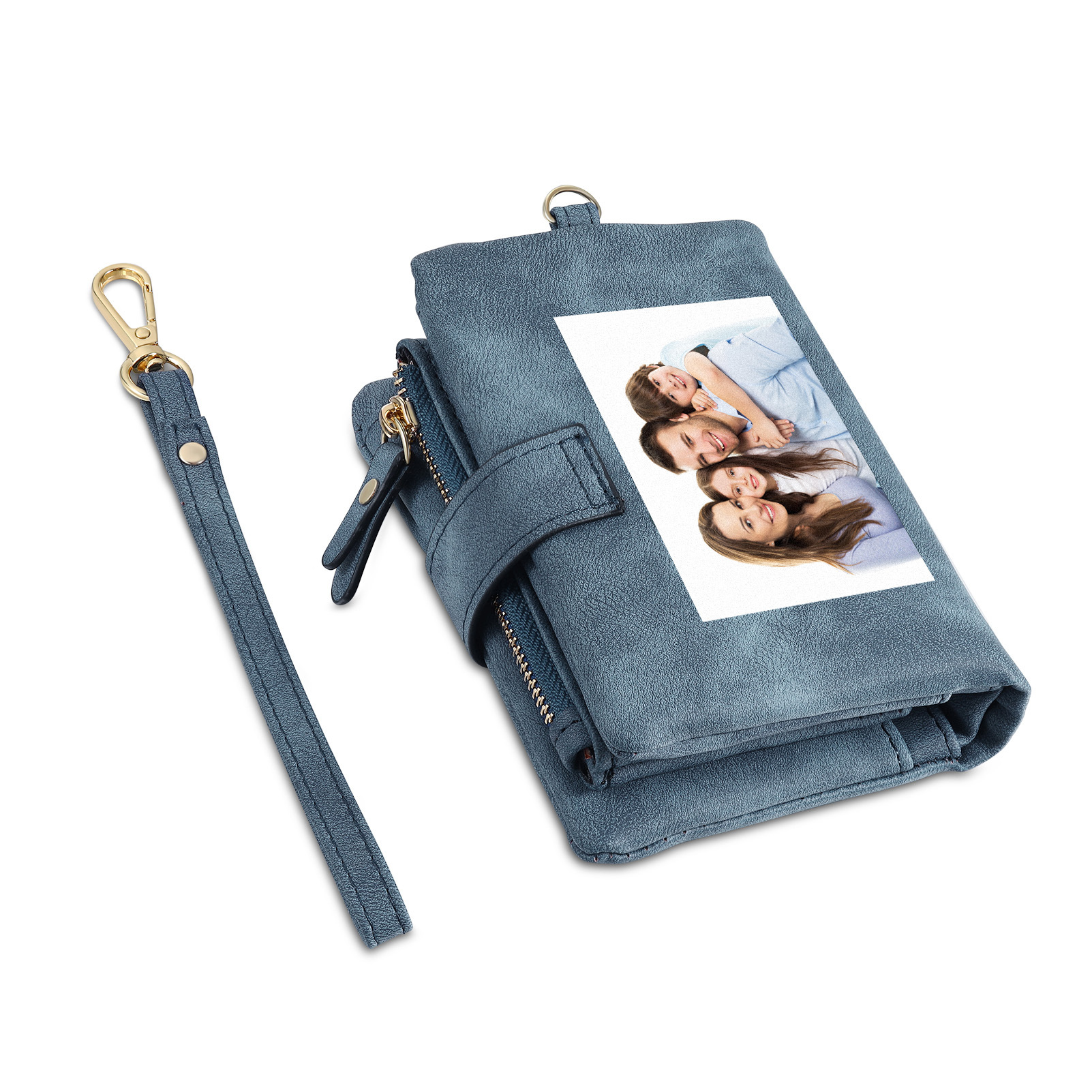 Portefeuille Femmes 1 Prénom et Photo Personnalisés avec Texte Porte-Monnaie Carte pour Famille